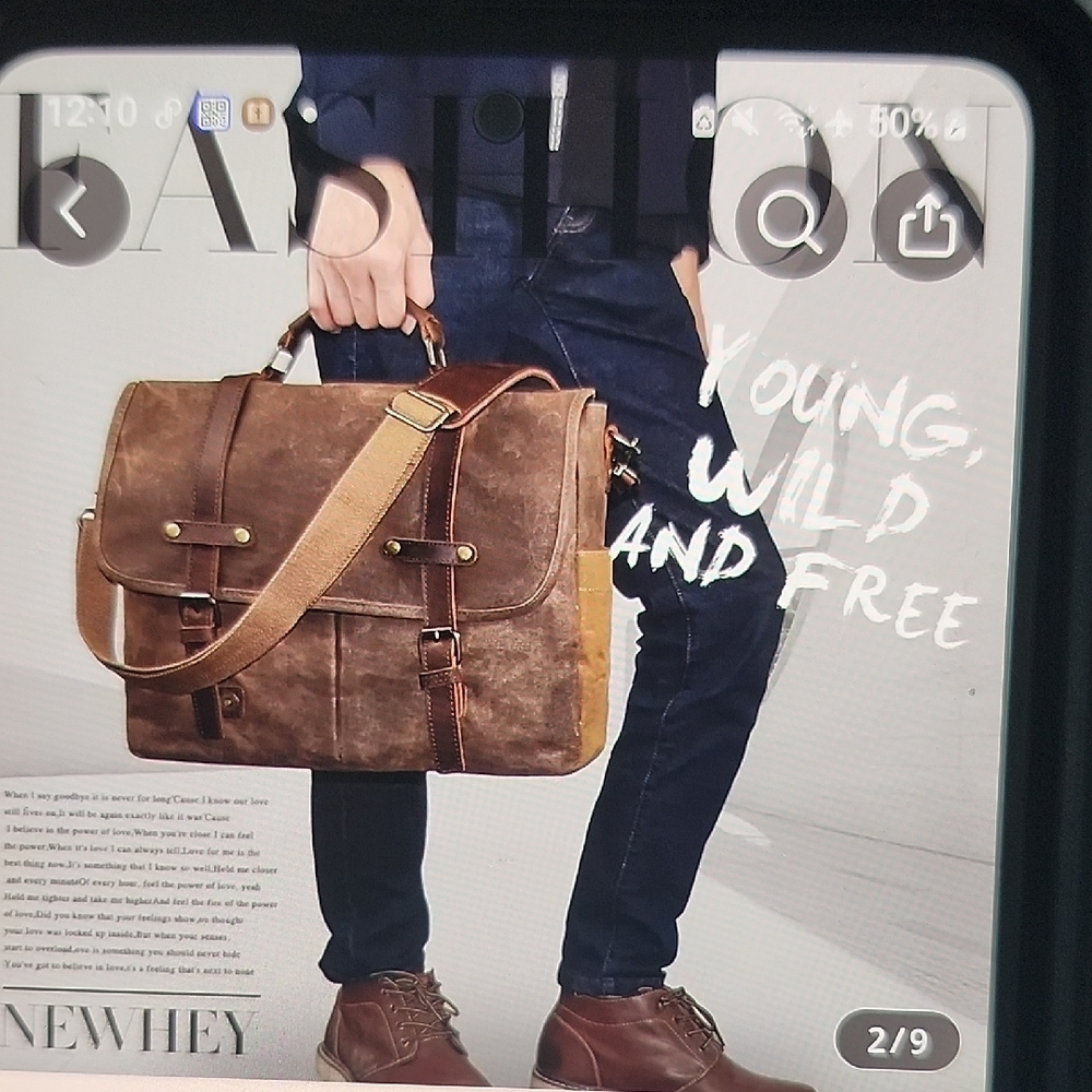 Brown Leather Messenger Bag - Picture 3 of 11